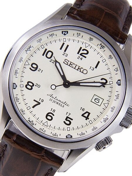 Seiko Creme Dial Automatic Field Watch with 40mm Case, and Compass Bezel  #SARG005