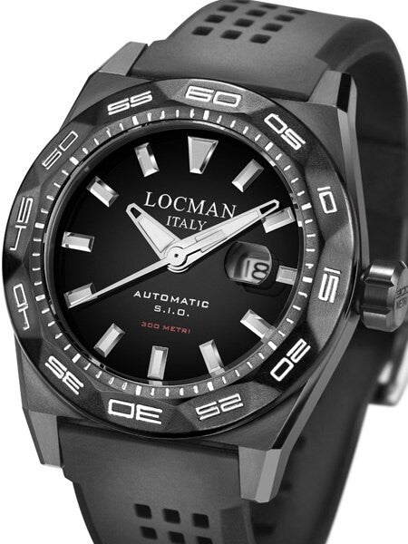 Locman Stealth 300 Meter Automatic Dive Watch with 46mm Black PVD Case #215BKPVBKSTBKR