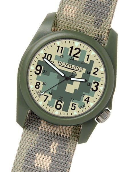 Bertucci DX3 Field Resin Watch, Camouflage Nylon Strap, Digicam Camouflage Dial - 11030
