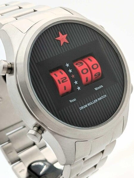 Red Star Quartz Drum Roller Watch with 44mm Case #8395G-B