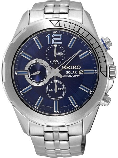 Seiko ReCraft Series Blue Dial, Solar Chronograph with Stopwatch #SSC381