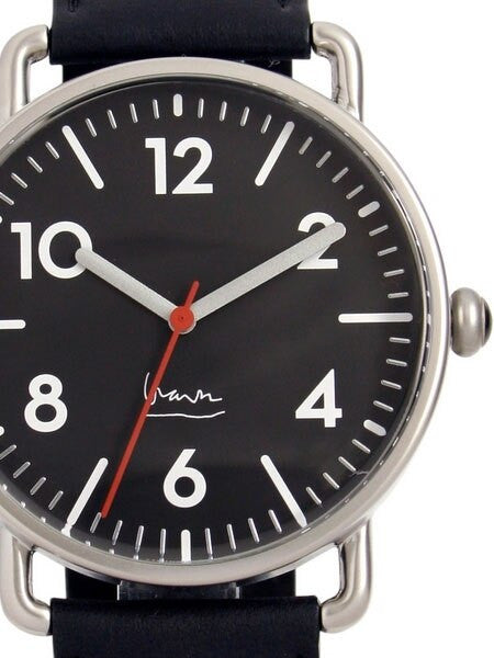 Projects 40mm Black Witherspoon Quartz Watch with Leather Strap #7104B