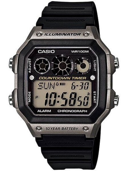 Casio Sport Watch with Stopwatch, World Time, Alarm, and 10-year Battery #AE-1300WH-8A