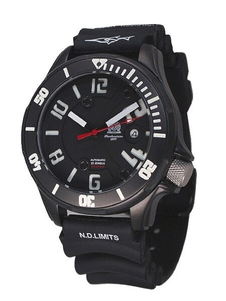 Tauchmeister T0220A Black PVD Divers Watch with Off-Set Crown