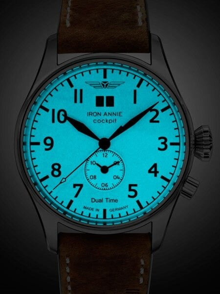 Iron Annie Big Date, Dual Time Pilot Watch with Luminous Dial #5140-5