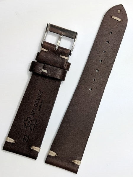Toscana Vintage Style Brown Italian Leather Strap with Minimal Stitching #GR-069VI02