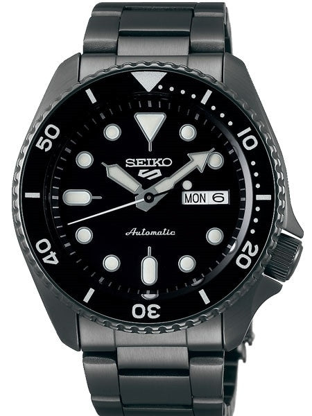 Seiko 5 Sports 24-Jewel Automatic Watch with Black Dial and Black PVD Bracelet #SRPD65