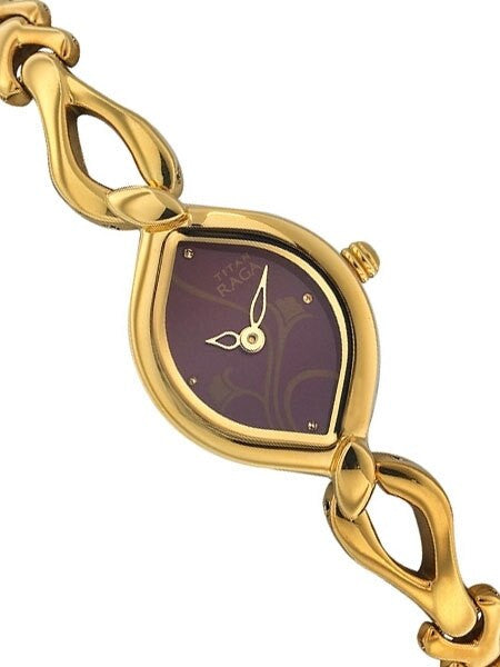 Titan Ladies Raga Jewelry Inspired Gold-Tone Quartz Watch with Bracelet #2455YM02