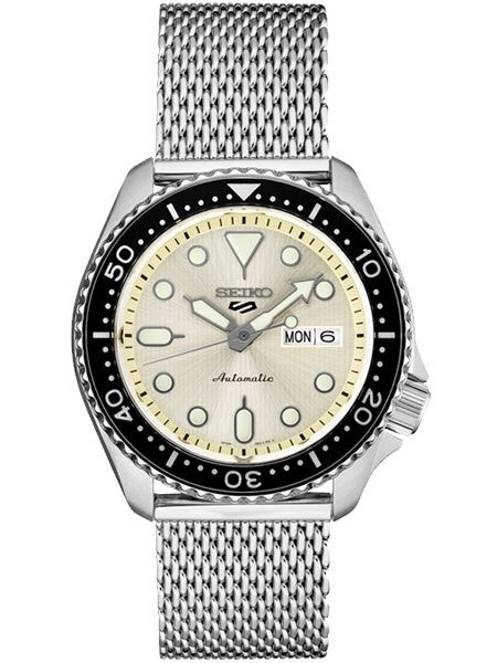 Seiko 5 Sports 24-Jewel Automatic Watch with Sunburst Dial and Mesh Bracelet #SRPE75