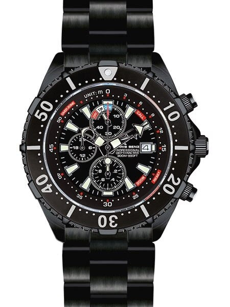 Chris Benz 300 Meter, Professional Depthmeter Dive Watch, Black Edition #CB-C300-LE