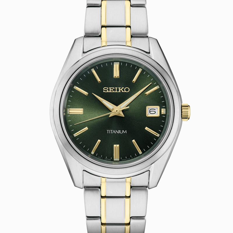 Seiko 40mm Titanium Quartz Watch with Sapphire Crystal and Titanium Bracelet SUR377