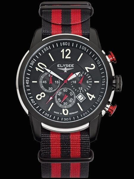 Elysee 45mm The Race I Quartz Chronograph Watch with 60-minute Stopwatch and Sapphire Crystal #80524