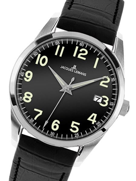 Jacques Lemans 39mm Liverpool Quartz Dress Watch with a Black Dial #1-1769A