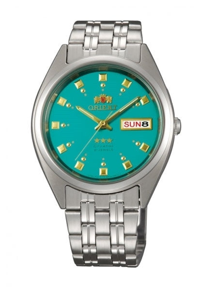 Orient Automatic Watch with Green Dial, Day-Date and SS Bracelet #AB00009N