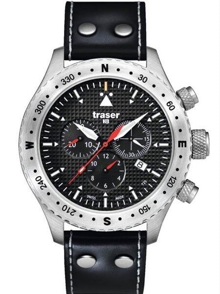 Traser Jungmann Aviator Chronograph Watch with Sapphire Crystal, 12-hour Totalizer #100384