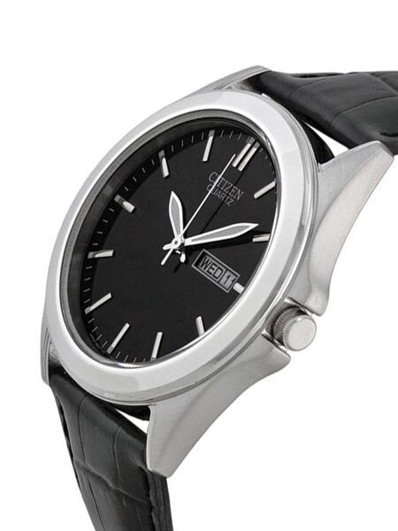 Citizen Quartz Watch with Black Dial and Leather Strap #BF0580-06E