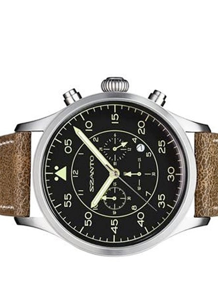 Szanto 46mm Stainless Steel Vintage Inspired Chronograph Watch, 24-Hr Sub-Dial #2602