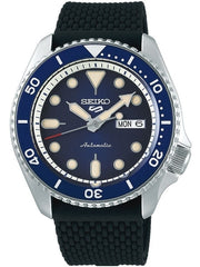 Seiko 5 Sports 24-Jewel Automatic Watch with Blue Dial and Silicone Strap #SRPD93