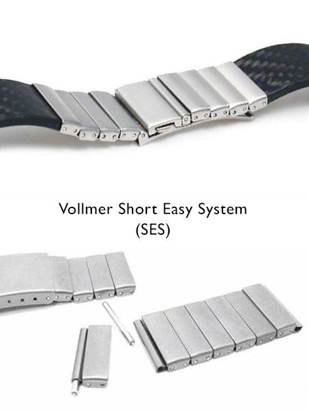 Vollmer Carbon Fiber and Stainless Steel Watch Bracelet #11002H7 (22mm)