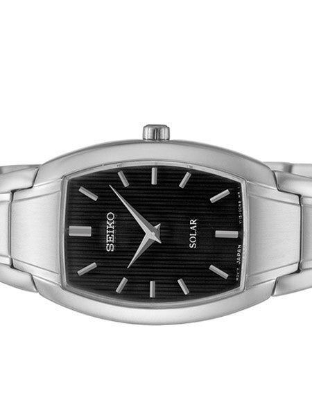 Seiko Women's Solar Powered Dress Watch with Black Dial, Silver Hands and Markers #SUP259