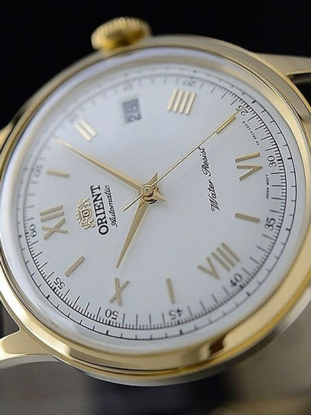 Orient Goldtone Automatic Dress Watch with White Dial, Roman Numerals #ER24009W