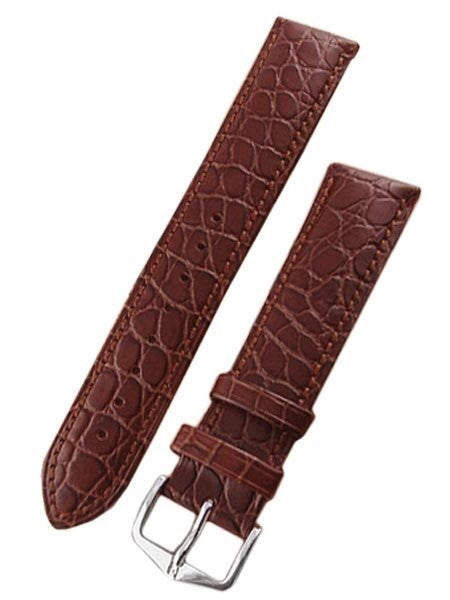 Hirsch Aristocrat Brown Crocodile Embossed Leather Watch Strap