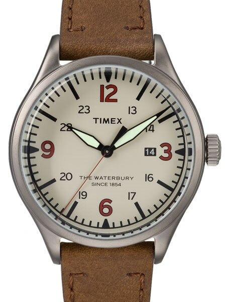 Timex 40mm Waterbury Quartz Watch with Cream Dial and INDIGLO Night-Light #TW2R38600VQ