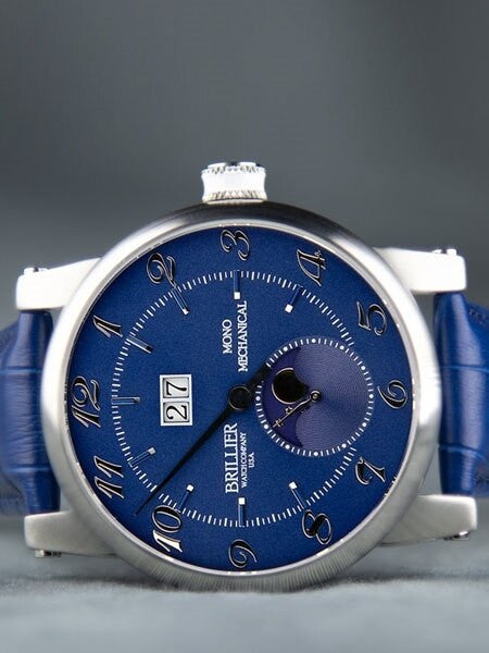 Brillier 43mm Klassique Mono (single hand) Automatic Watch with Moonphase, Big Date #BR-05