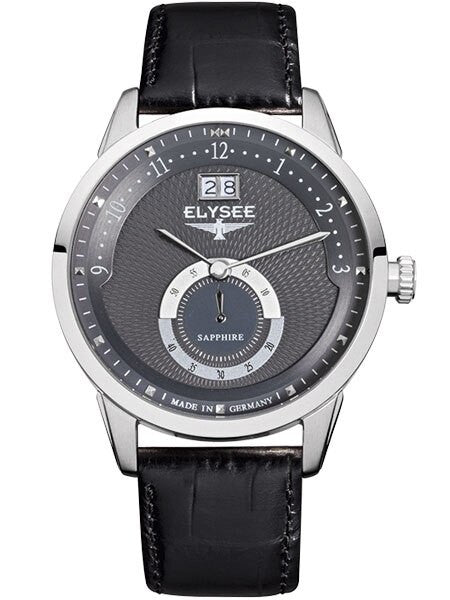 Elysee 41mm Mestor Swiss Quartz Dress Watch with Big Date and Sapphire Crystal #17003