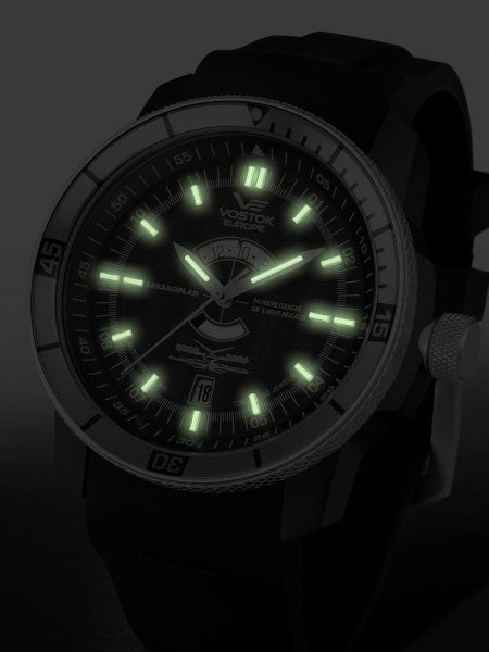 Vostok-Europe Ekranoplan Caspian Sea Monster Tritium Tube Dive Watch #5452109