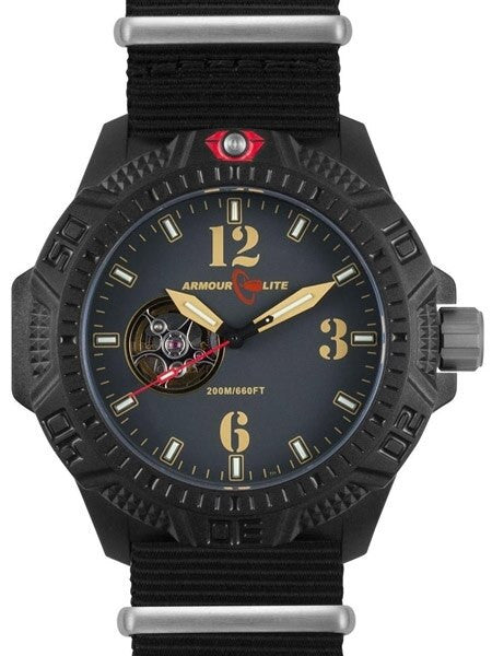 Armourlite Automatic Watch with Tritium Illumination, 47mm Polycarbonate Case and Military Strap #AL1201