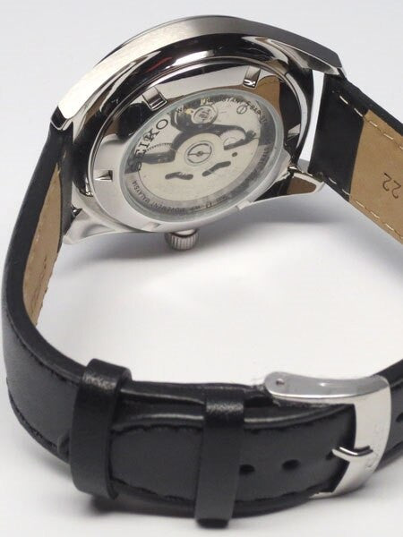 Seiko Recraft Series Automatic Watch with 43.5mm Case, Black Leather Strap #SNKN69