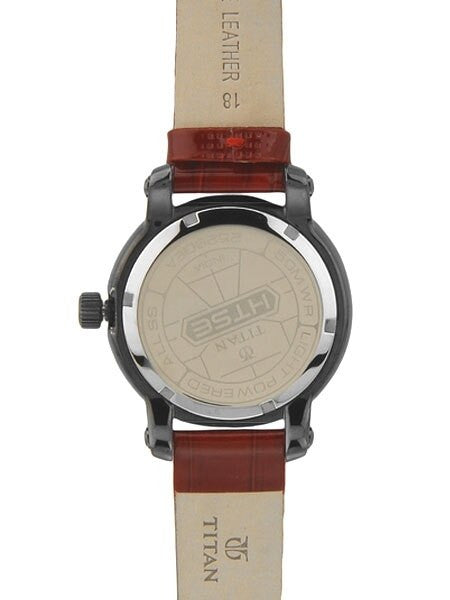 Titan HTSE Ladies Solar Powered Quartz Watch with Red Hour Markers and a Leather Strap #2526QL01