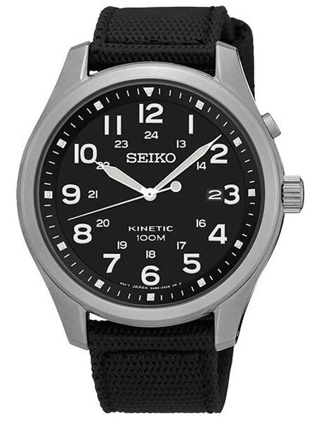 Seiko Kinetic Watch with Black Dial and Power Reserve #SKA727P1