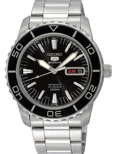 Seiko 41mm Sports 5, 23-Jewel Automatic Watch with Day and Date Window #SNZH55J1