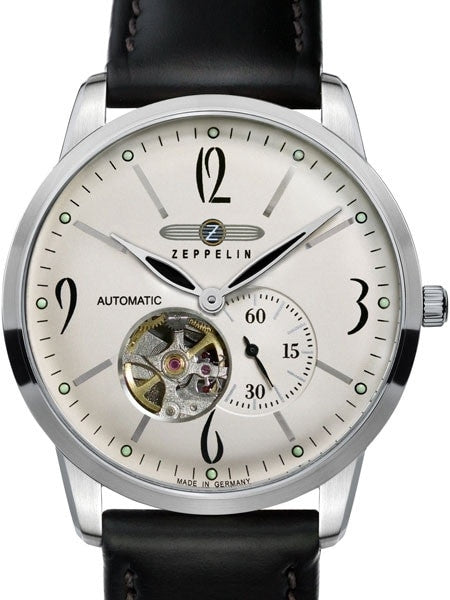 Graf Zeppelin Flatline Automatic Open-Heart Watch with Small Seconds #7360-4