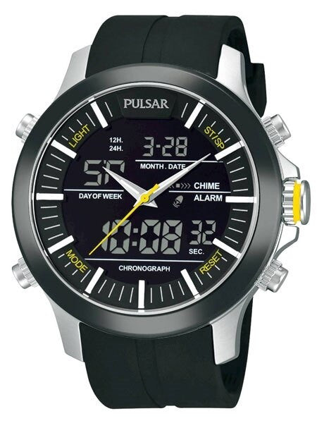 Pulsar On The Go Watch with Daily Alarm, Stopwatch, and Hourly Chime #PW6001