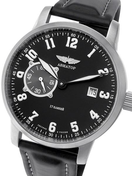 Aviator 45mm Mechanical, Hand Wind Watch with Easy to Read Black Dial 1