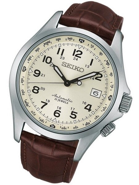 Seiko Creme Dial Automatic Field Watch with 40mm Case, and Compass Bezel  #SARG005