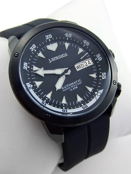 J. Springs Automatic 21-Jewel Sport Watch with Day and Date, Black Dial #BEB054