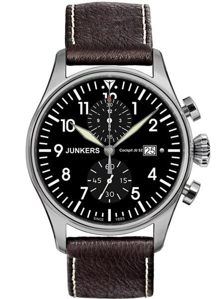 Junkers Cockpit JU52 Quartz Chronograph Watch, Sapphire Crystal #6178-2