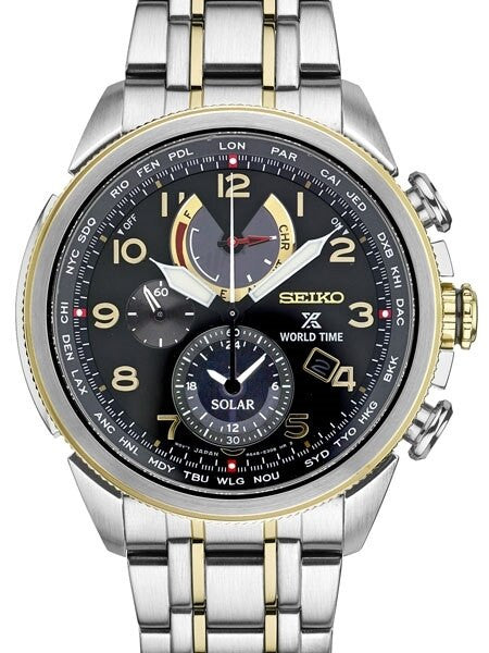 Seiko Prospex Solar Power World Time, Chronograph, Alarm Watch #SSC508