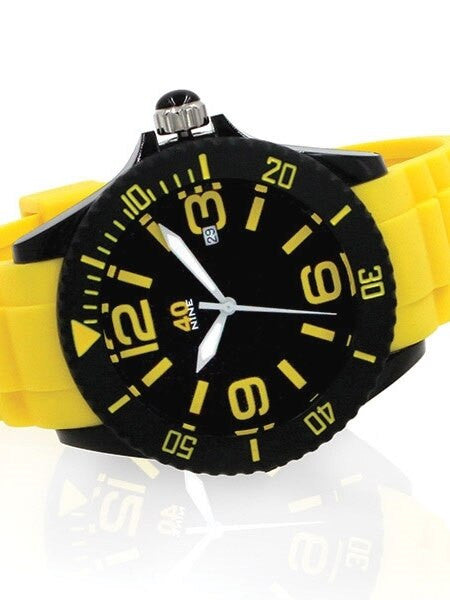 Showroom Sample - 40Nine Black Plastic 46mm Case with Yellow Silicone Rubber Strap #40NINE02-BLACK-LEMON