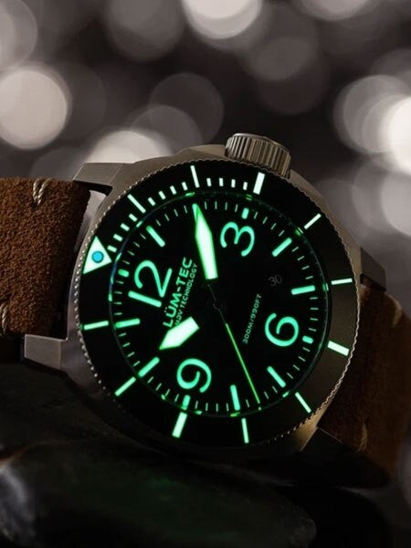 Lum-Tec 44mm Swiss Quartz Dive Watch with AR Sapphire Crystal, Luminous Bezel #M88
