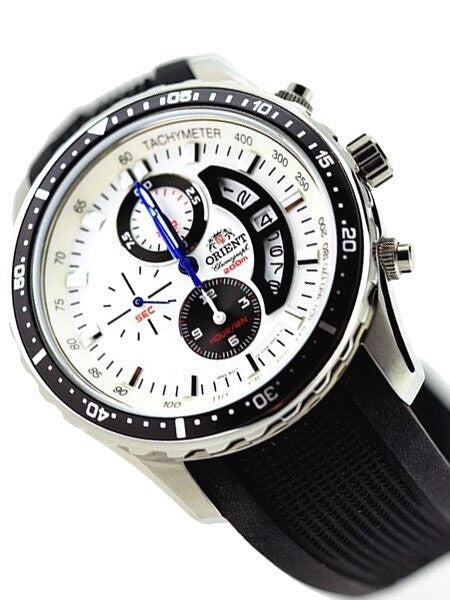 Orient Cayenne Sport Diver Chronograph Watch with Open Date Window and Tachymeter #TT0Q003W