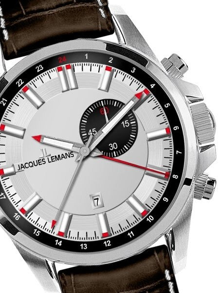 Jacques Lemans Liverpool Quartz GMT Watch with Alarm Funciton #1-1653B