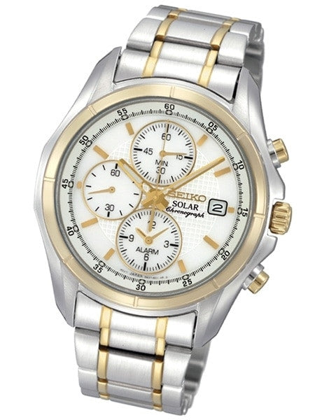 Seiko Core Series White Dial, Solar Alarm Chronograph with Stopwatch #SSC002