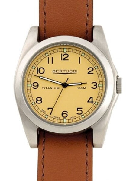 Bertucci A-3T Vintage 42 Titanium Watch with Honey Brown Leather Strap #13307