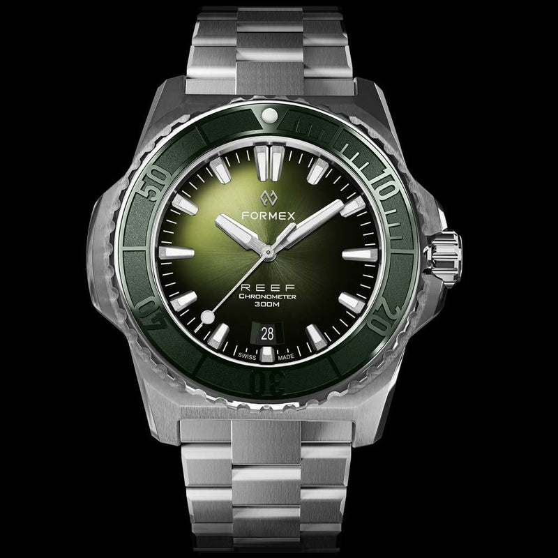 Formex REEF Swiss Automatic Chronometer Dive Watch with Sunburst Green Dial #2200-1-6300-100