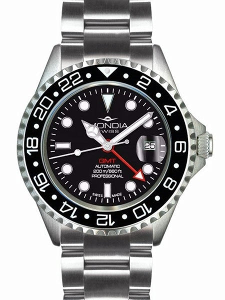 Mondia GMT, Dual-Time Watch with Swiss ETA 2893 Automatic Movement #MS-214-SSBKBK-BK-OCM